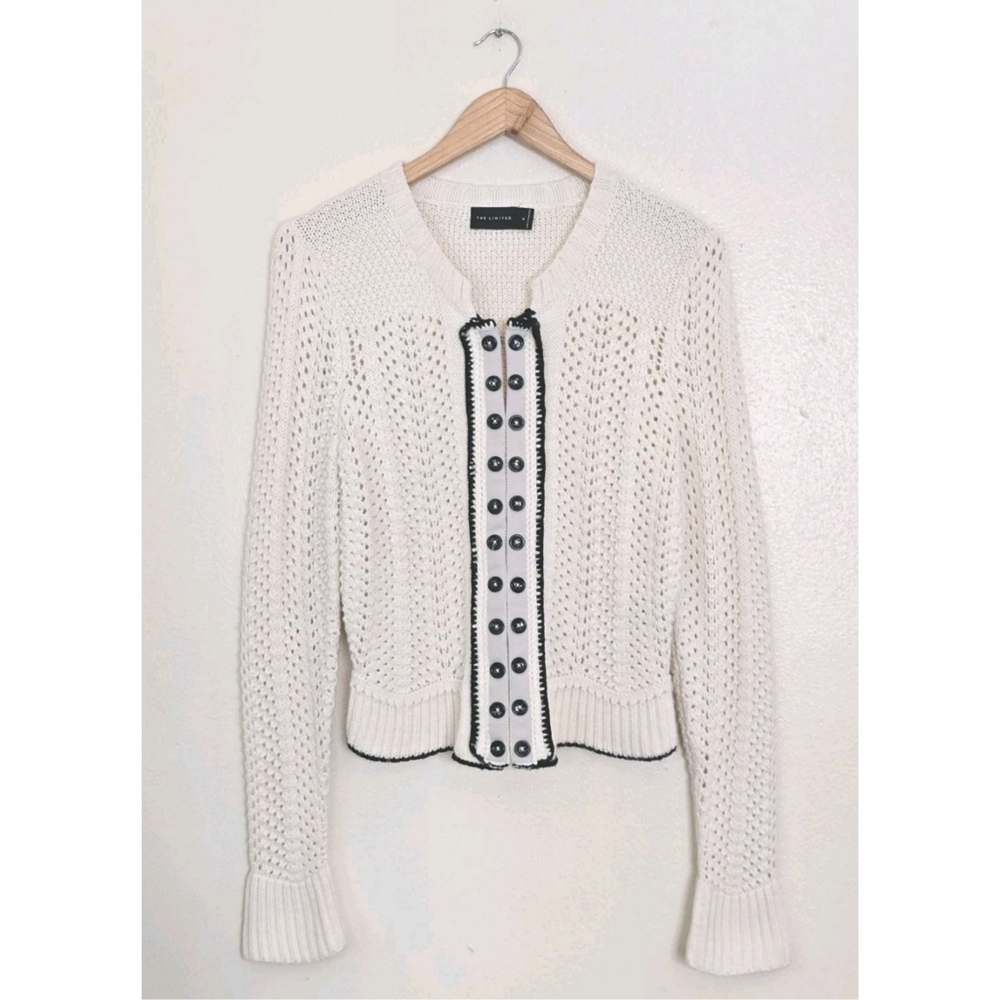 The Limited Cream Wool Blend Knit Button Front Cardigan Womens Size Medium - Picture 2 of 13